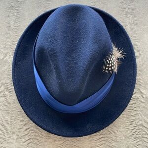 Stacy Adams Fedora navy blue wool hat